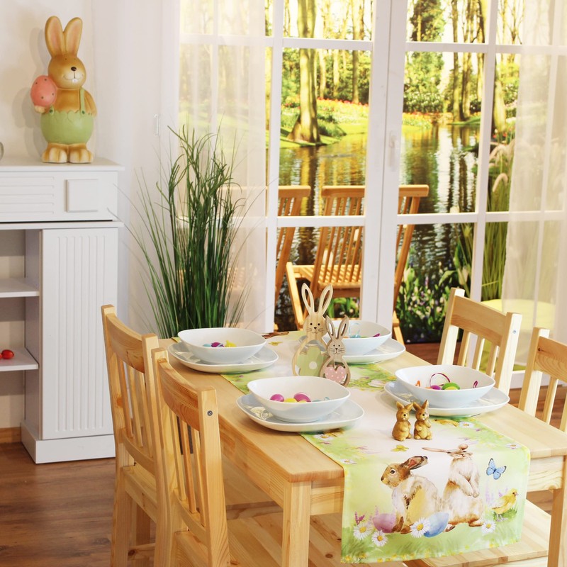 KAMACA Runner playful rabbits high-quality print motif with cute bunnies