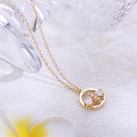 TaYolnFaSo Gold Bee Necklace for Women 14K Gold Plated Pendant Cubic Zirconia Round Cut Adjustable Trendy Insect Fairy Jewelry Gift for Women