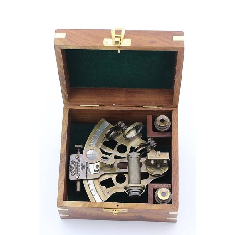 Solid Brass Sextant with Two Extra Sighting Telescope-Marine Gift-Astrolabe