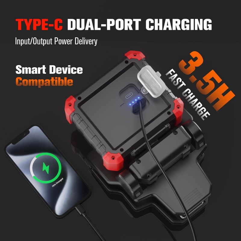 Yls 2 Pack LED Rechargeable Work Light with Clamp, 2100LM