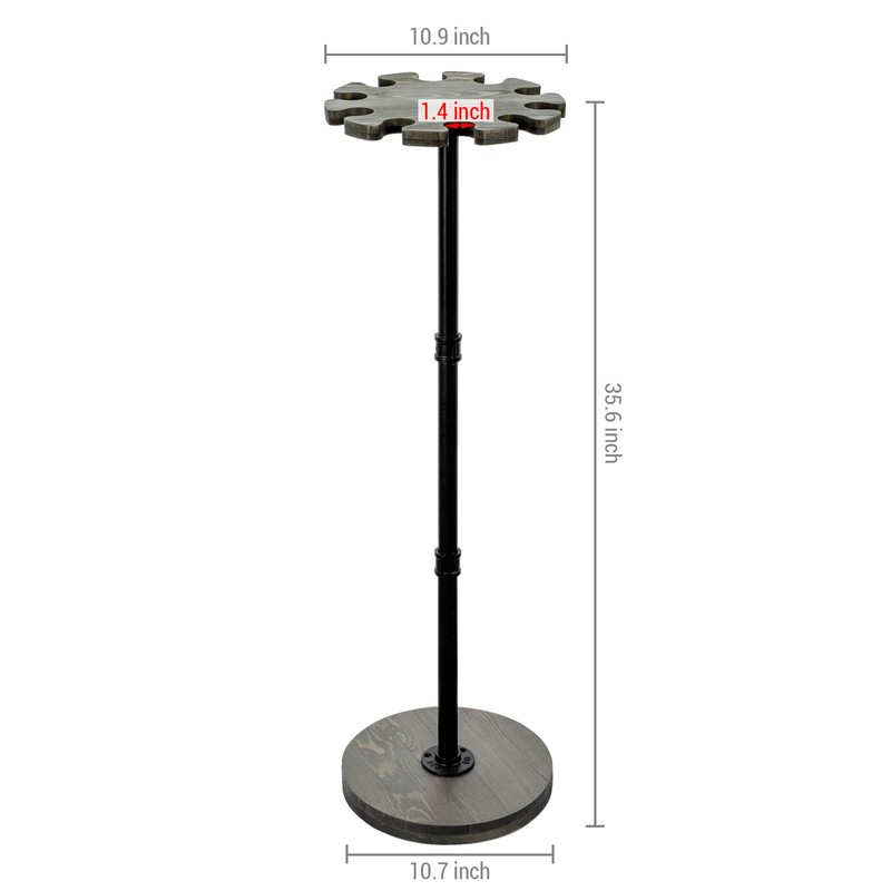 MyGift Freestanding Baseball Bat Rack, Vintage Weathered Gray Solid Wood