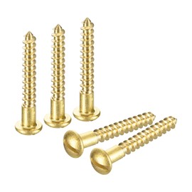sourcing map Wood Screws M3 x 25mm Slotted Round Head Brass Self-Tapping Screw WoodWorking Screw 40 Pcs