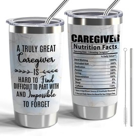 CWEGSJ Caregiver Gifts A Truly Great Caregiver 20oz Tumbler with Lid and Straw Stainless Steel Insulated Tumbler Appreciation Gift (Caregiver-Nutrition)