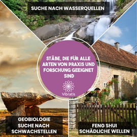 Vibratis Professional Brass Dowsing Rod - Radiesthesia Stick for Geobiology FengShui Search for Sources Objects 34.5 x 11.5cm