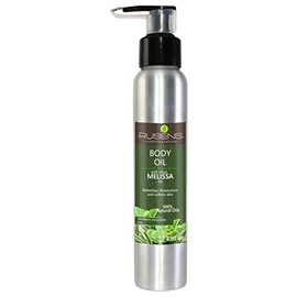 Rusens - Aceite Corporal para Masaje Antiestrés con Aceite Esencial de Melisa - Cítrico 100% natural. Reanima y Disminuye el Estrés. Hidrata y Suaviza la piel.