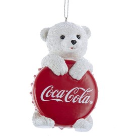 Kurt Adler Coca Cola Polar Bear Cub with Bottle Cap Ornament