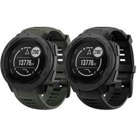 NotoCity for Garmin Instinct Band, Soft Silicone Replacement Watch Strap Compatible with Garmin Instinct/Solar/Tactical(army green, black)