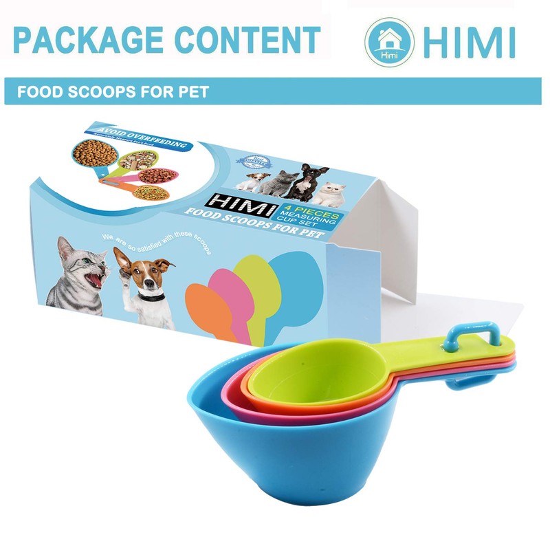 HINMAY Pet Food Scoops Plastic Measuring Cups Set for Dog