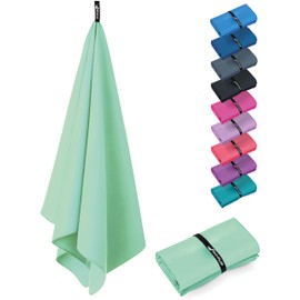 Fit-Flip Swimming towel – quick dry microfibre beach towel - ultra absorbent thin microfiber towels for travel, beach & gym - lightweight swim essentials (200x90cm, Water Mint)