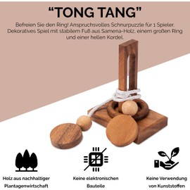 Tong Tang - String Puzzle - Thinking Game - Wooden Logic Game