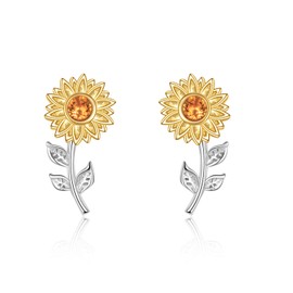 ONEFINITY Sunflower Earrings Sterling Silver Sunflower Stud Earrings for Women, Sterling Silver