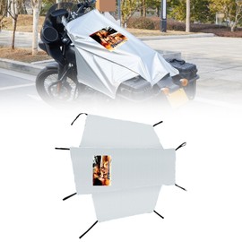 Dream Apparel Motorcycle Seat Cover Sun Shade Waterproof Outdoor Rain Dust Protection Universal Fit Heavy Duty Windproof Motorbike Vehicle Cover with Storage Bag, Silver, Size L