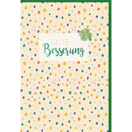 Skorpion Get Well Soon Card Birthday with Colourful Dots and Four Leaf Clover on the Front Colourful Design for Get Well Wishes with Envelope