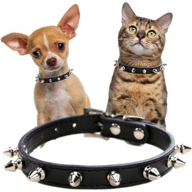 Pimaodog Spiked Studded Leather Dog Collar Mushrooms Rivets Cat Collar for Small Medium Dog Cat Puppy Kitty (XS, Black)