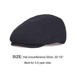 Kids Driver Cap Newsboy Cap Vintage Flat Caps Boy Beret Hat (Black)