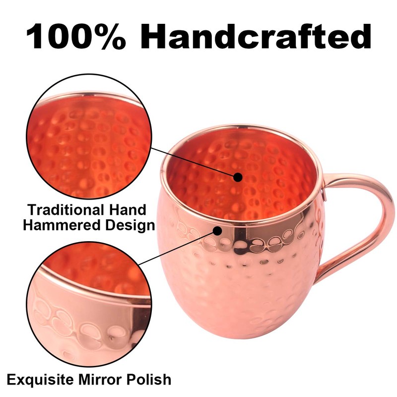 Moscow Mule - Juego de 4 tazas de cobre para