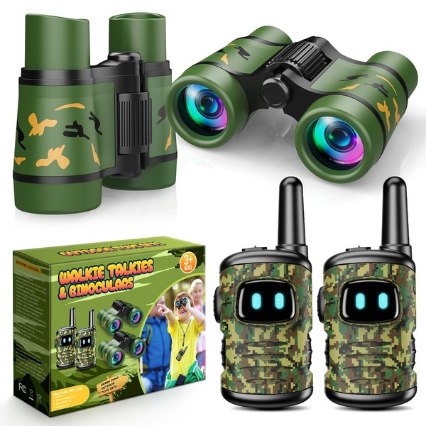 Boys Toys Age 3-9, Walkie Talkies 3-9 Year Old Boy Girls Gifts Toys for 3-9 Year Old Boys Kids Toys Gifts for Boys Girls Binoculars Kids Outdoor Games Toys Kids Army Toys for Kids Easter Gifts