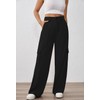 Pink Queen Women High Waisted Wide Leg Cargo Pants Button