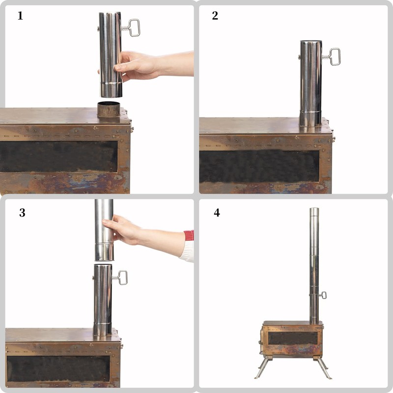 SoloWilder 6cm/2.36" Stove Pipe with Damper Thick Heat Resistant Chimney