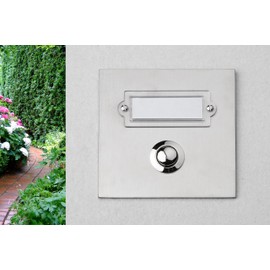 HUBER Flush-Mounted Bell Push Single Stainless Steel Door Bell Push Button with Name Plate Front Door Bell Flush-Mounted i Button Made of Brass - Bell Switch, Bell, Square