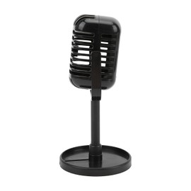 Vikye Modelo de Accesorios de Micrófono Retro, Micrófono de Apoyo Vintage de Alta Calidad, Adorno de Mesa de Escenario de Micrófono de Plástico Falso para Decoración de Fiesta (Negro)