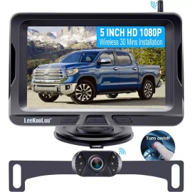 LeeKooLuu Wireless Backup Camera Ease Install - Color Image HD 1080P 5 Inch Monitor Dig...
