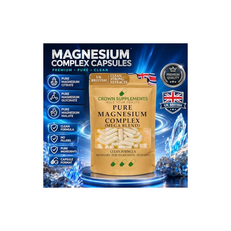 Pure Magnesium Mega Complex Capsules | Clean Magnesium Bisglycinate, Magnesium