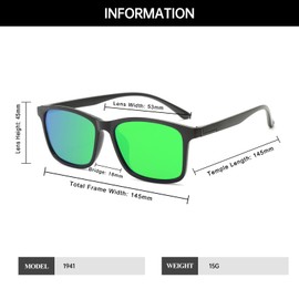 YAMEIZE Polarised Sunglasses Men Women Classic Rectangle Retro Unisex Driving Glasses for Travel Hiking UV400 Protection, Sand black/green