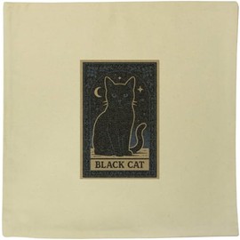 Azeeda 40cm x 40cm 'Mystical Black Cat Card' Canvas Cushion Cover (CV00043454)