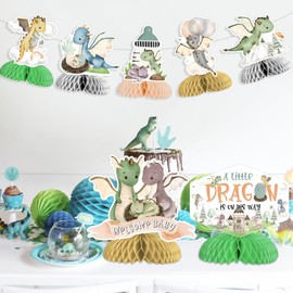 Kreatwow Dragon Honeycomb Centerpieces Dragon Baby Shower Decoration Dragon Theme Table Centerpieces Welcome Baby Decorations A Little Dragon On The Way Decorations for Boy's Dragon Knight Baby Shower