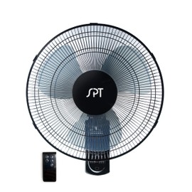 SPT SF-16W90 16″ Wall Mount Fan in Black with Remote Control, Oscillation and Timer (Corded Electric)