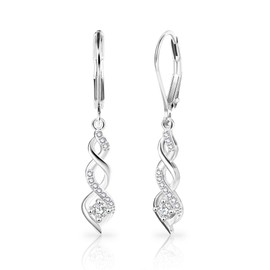 ALEXCRAFT Cubic Zirconia Earrings Silver 925 Hanging for Women Gift for Women Girlfriend Mum Girls, Sterling Silver White Gold, No Gemstone