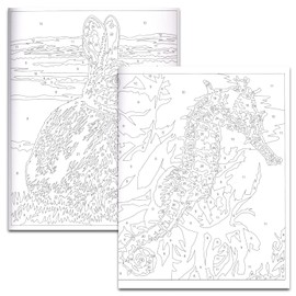 Color by Number Coloring Book Set - Bundle of 4 Anti-Stress, Mindfulness Art Books Plus Colored Pencils and Bookmark | Advanced Coloring for Adults