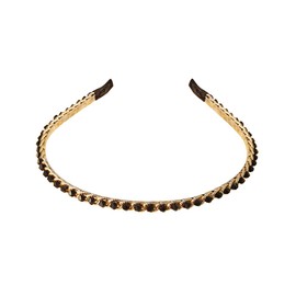 YARN & INK Women's Thin Crystal Diamond Headbands Non Slip Fashion Cute Headband Beaded Bling HairBand Hair Accessories Vintage for Women Girls(Black)