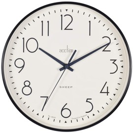 Acctim Earl Wall Clock Non-Ticking Sweep Retro Design Quartz Black 25cm