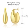 14K Gold Plated Teardrop Chunky Hoop Earrings | Minimalist Lightweight