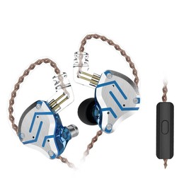 KZ Headphone 4BA+1DD Multi Driver in Ear Earphone IEM ZS10 Pro Wired Comfortable Noise Cancelling Wrap Around Ear Headphones with 2 Pin Detachable Cable (Meteor Blue, with Mic)