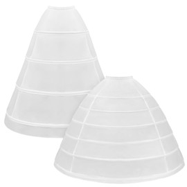 2 Pcs 4 Hoop and 6 Hoop Skirt Petticoat Crinoline Underskirt Floor Length Full Shape Slip Skirt for Women Girls Wedding Ball Gown Cosplay
