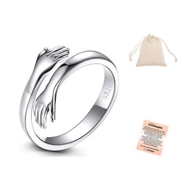 LIU JUN Hug Ring for Granddaughter To My Granddaughter Ring Granddaughter Gifts From Grandma Sterling Silver Adjustable Hug Rings Gift Jewelry for Women(to granddaughter)