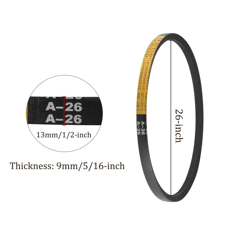 Kozelo 2 x A-26 drive V-belt, 26 inch inner circumference,