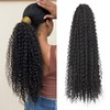 PREMPO Ponytail Extension Drawstring Ponytail for Black Women, Afro Kinky Curly Ponytails Synthetic Hair Extensions, Human Hair Feeling Pony Tails Hairpiece for Daily Use (1B-Black, 24 Inch)