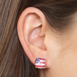 Sparkly Faceted Jewel Statement Stud Earrings - Cushion Square Cut Sequin Confetti Post Ear Studs for Women (Gold USA)