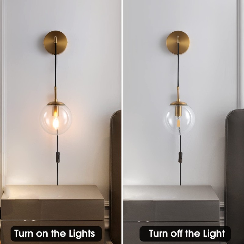 KUZZULL Wall Sconces Set of Two Plug in Wall Sconces