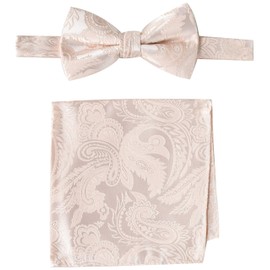 STACY ADAMS mens Classic Pretied With Pocket Square Bow Tie, Blush, Regular US