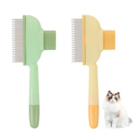 LALASTYLE 2PCS Self-cleaning Hair Flea Comb Grooming Brush, Pet Hair Removal Comb, Flea Dog Cat Grooming for Massaging and Cleaning Shedding