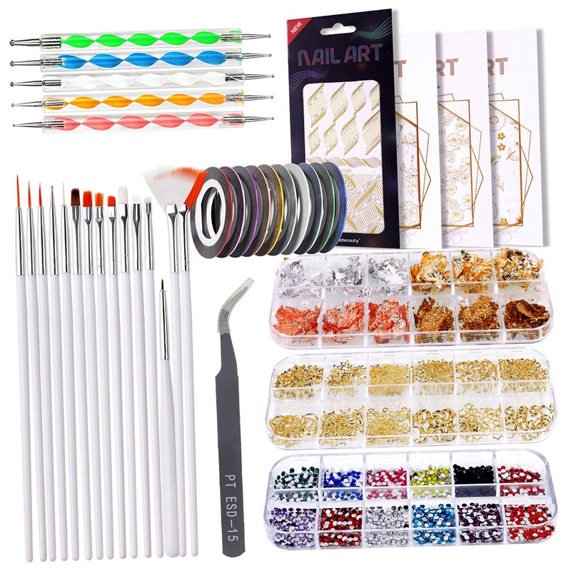 Nail Art Kit Professional Brush Decoration Thread Stamping Sticker Nail