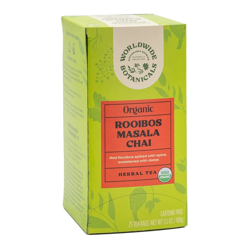 Worldwide Botanicals Rooibos Masala Chai Herbal Tea - Organic, Caffeine