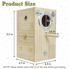 kathson Bird Nesting Box Wooden Parakeet Nesting Box Parrots Breeding Mating House Wood Bird Aviary Budgie Cage Accessories for Cockatiel Finch Lovebirds Conure