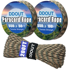 DDOUT 550 Paracord 100ft, 4mm Thin Tactical Parachute Cord for Climbing, Camping, Tent, Clothsline, Survival Utility Rope, Camo