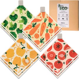 Eulnars 8 Pack Swedish Dish Cloth, Swedish Dish Towels with Clips, Non-Scratch Reusable Paper Towels, Super Absorbent Cellulose Sponge Cloths, Biodegradable, Dishwasher Safe